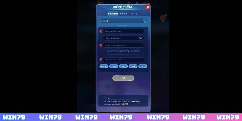 Chi tiết hướng dẫn rút tiền WIN79 nhanh về tài khoản ngân hàng